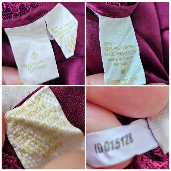 Satin Lace Chemise VTG Victoria's Secret Size M Burgundy Vintage Gold Label Gown - Picture 1 of 8